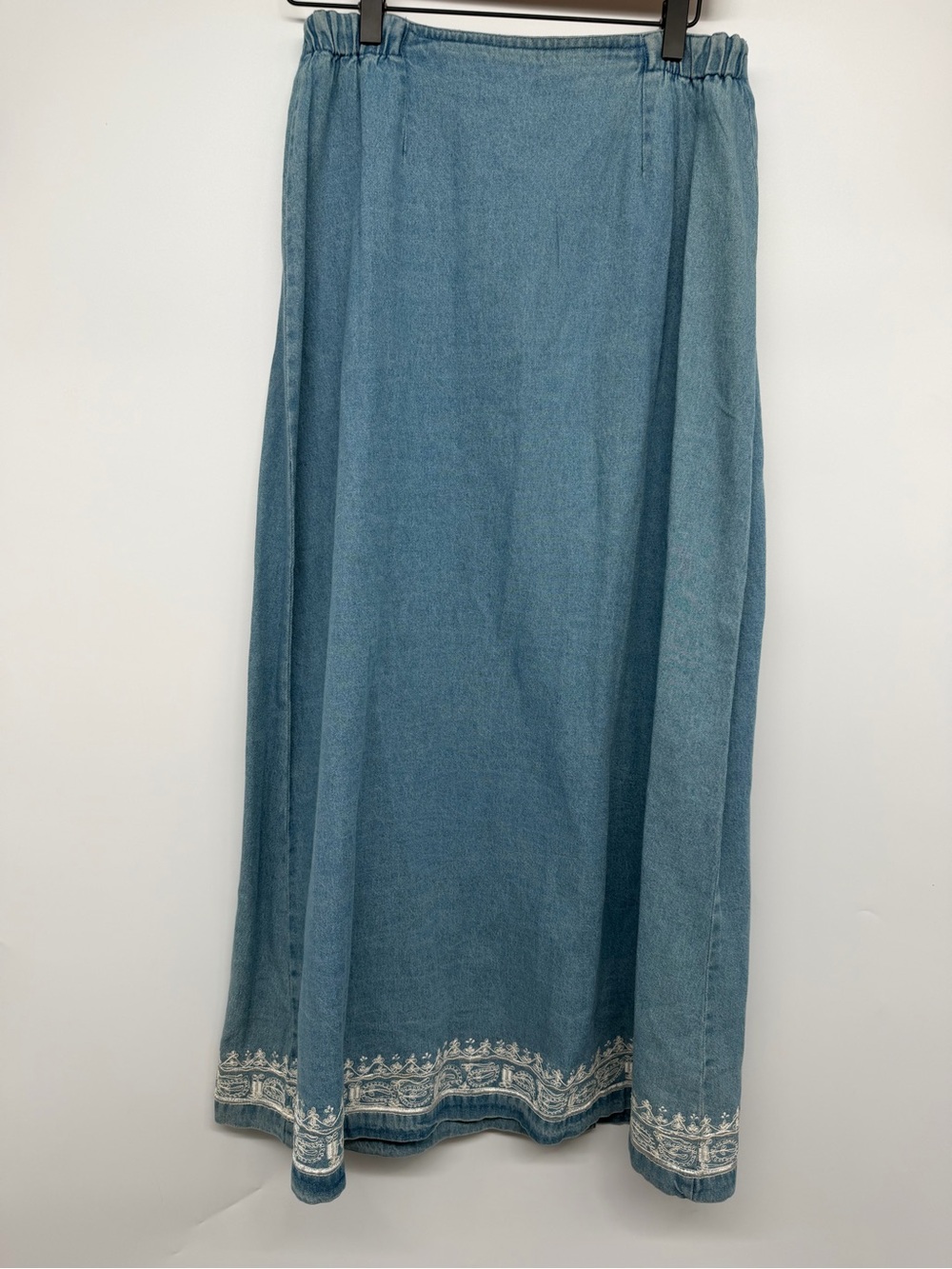 Soft Surroundings Light Blue Embroidered Denim Maxi Skirt - Picture 5 of 6